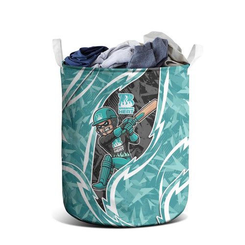 Brisbane Heat Laundry Basket Flaming Lightning Storm Geometric Sports Mascot Art