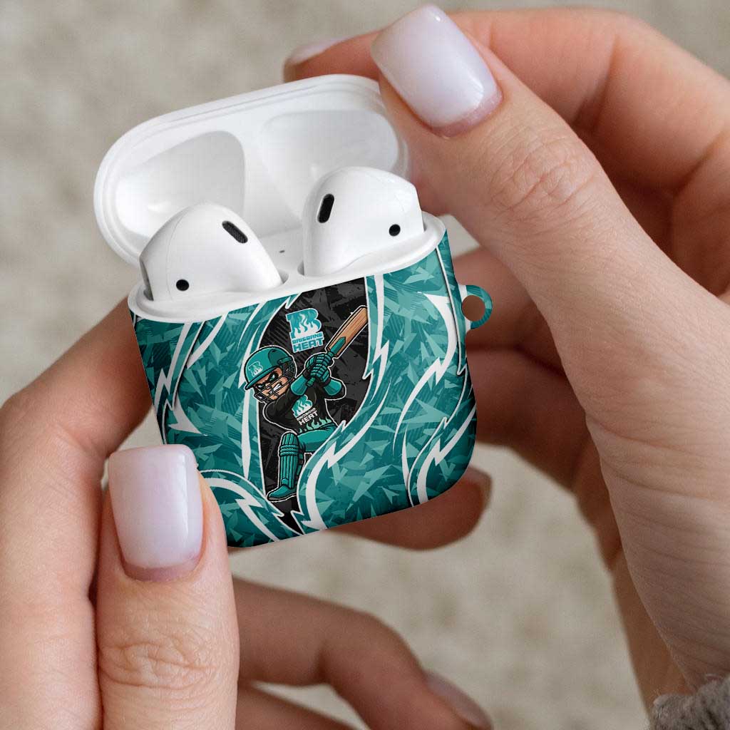 Brisbane Heat AirPods Case Flaming Lightning Storm Geometric Sports Mascot Art