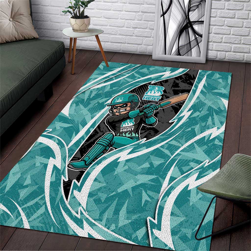 Brisbane Heat Area Rug Flaming Lightning Storm Geometric Sports Mascot Art