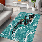 Brisbane Heat Area Rug Flaming Lightning Storm Geometric Sports Mascot Art