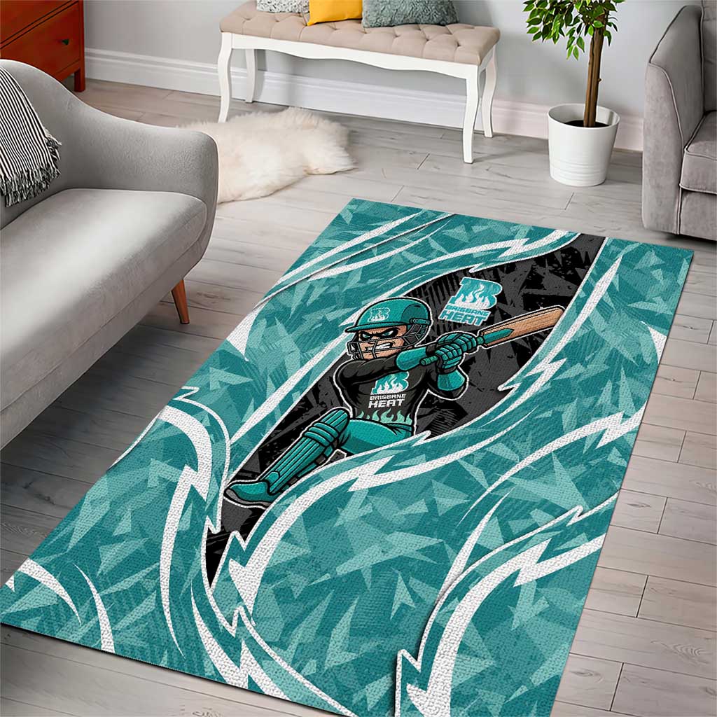 Brisbane Heat Area Rug Flaming Lightning Storm Geometric Sports Mascot Art