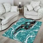 Brisbane Heat Area Rug Flaming Lightning Storm Geometric Sports Mascot Art
