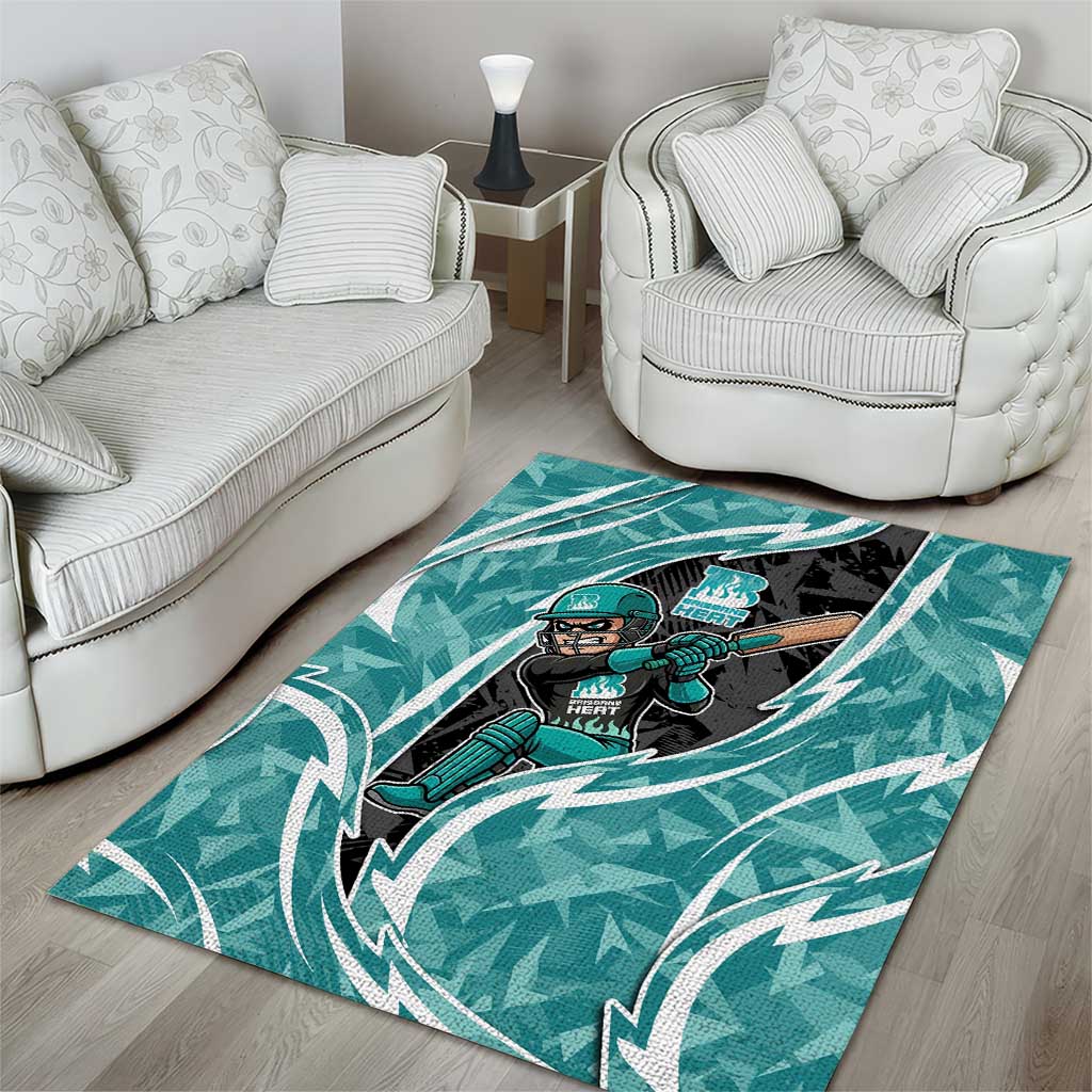 Brisbane Heat Area Rug Flaming Lightning Storm Geometric Sports Mascot Art