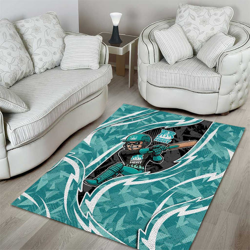 Brisbane Heat Area Rug Flaming Lightning Storm Geometric Sports Mascot Art