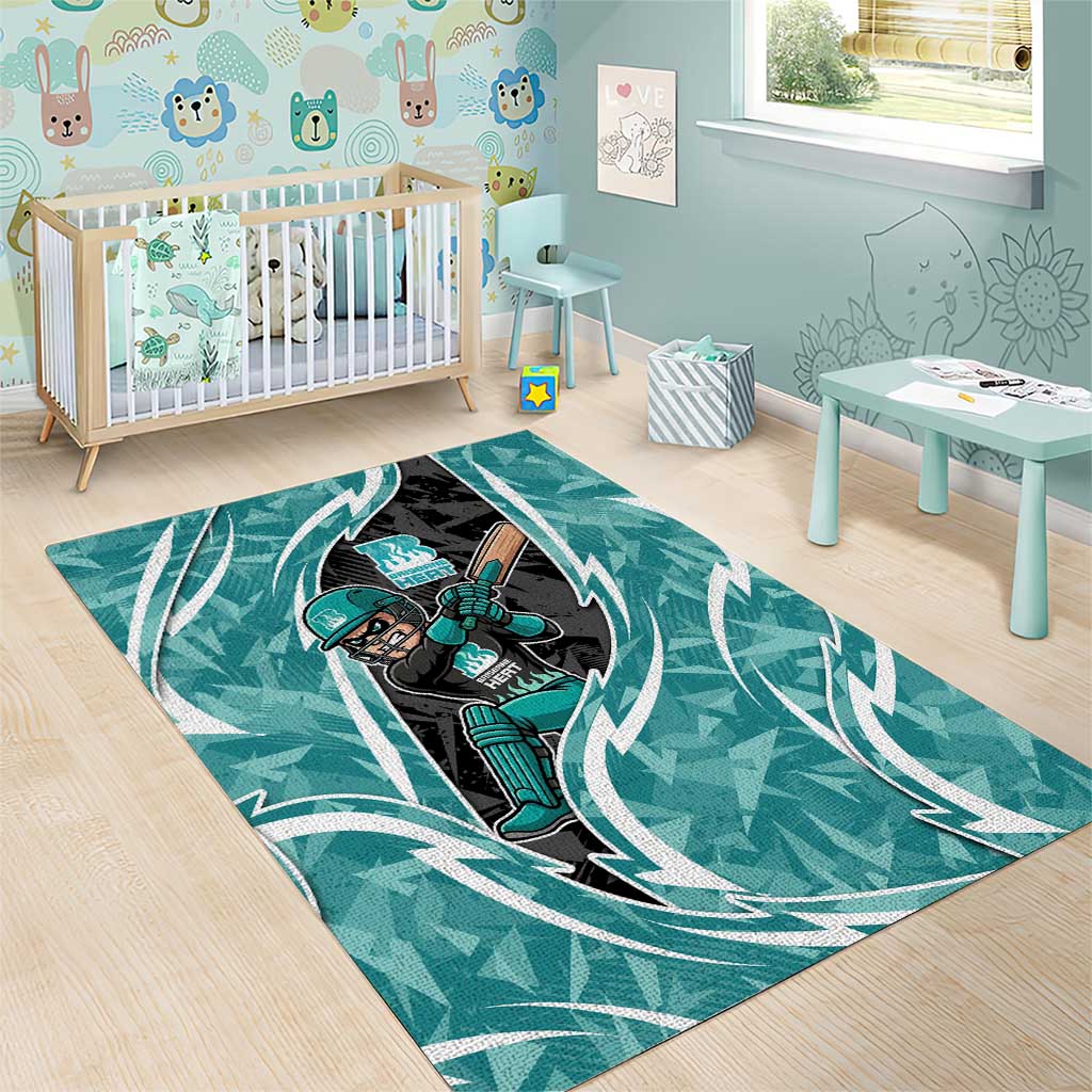 Brisbane Heat Area Rug Flaming Lightning Storm Geometric Sports Mascot Art