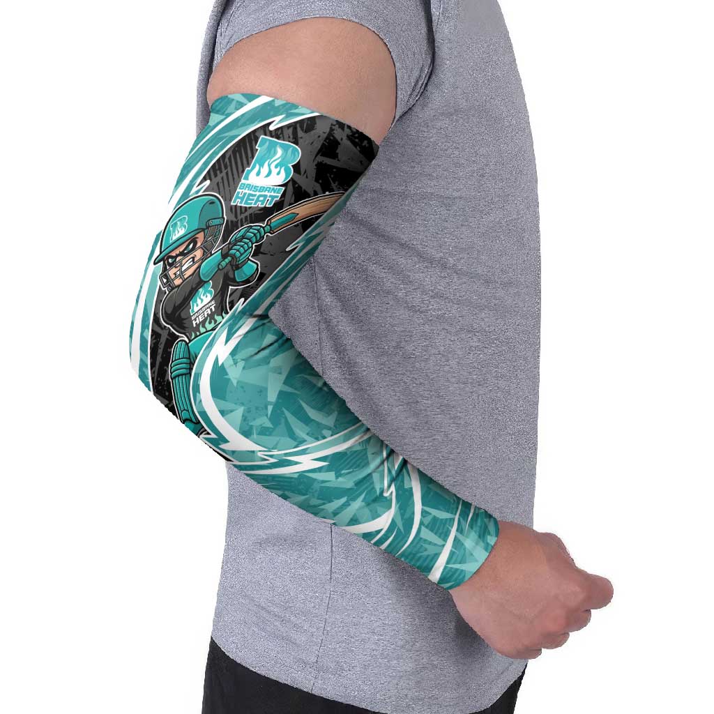 Brisbane Heat Arm Sleeves Flaming Lightning Storm Geometric Sports Mascot Art