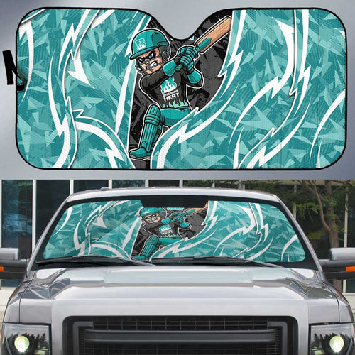 Brisbane Heat Auto Sun Shade Flaming Lightning Storm Geometric Sports Mascot Art