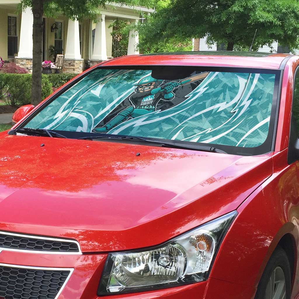 Brisbane Heat Auto Sun Shade Flaming Lightning Storm Geometric Sports Mascot Art
