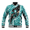 Brisbane Heat Baseball Jacket Flaming Lightning Storm Geometric Sports Mascot Art
