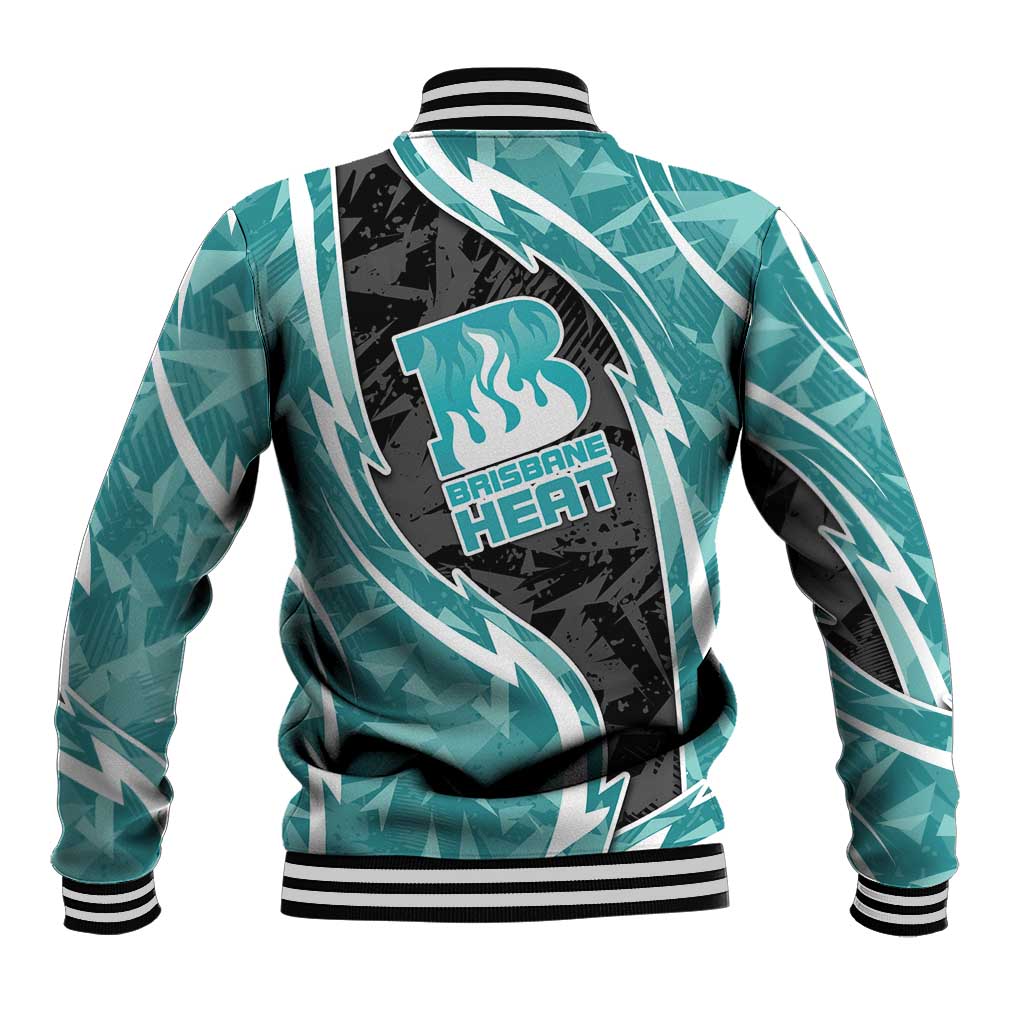 Brisbane Heat Baseball Jacket Flaming Lightning Storm Geometric Sports Mascot Art