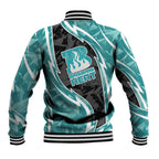 Brisbane Heat Baseball Jacket Flaming Lightning Storm Geometric Sports Mascot Art