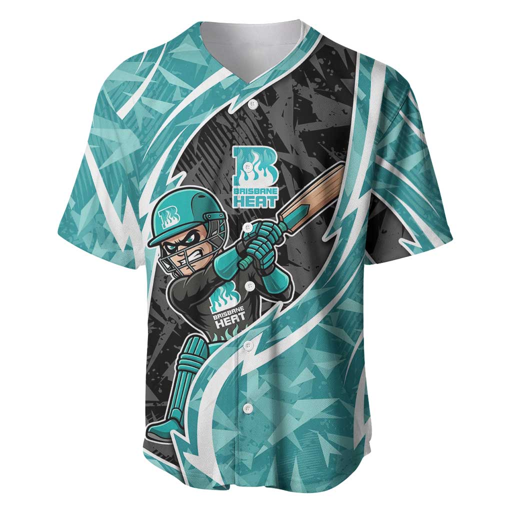 Brisbane Heat Baseball Jersey Flaming Lightning Storm Geometric Sports Mascot Art