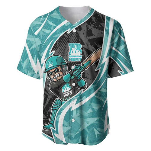 Brisbane Heat Baseball Jersey Flaming Lightning Storm Geometric Sports Mascot Art