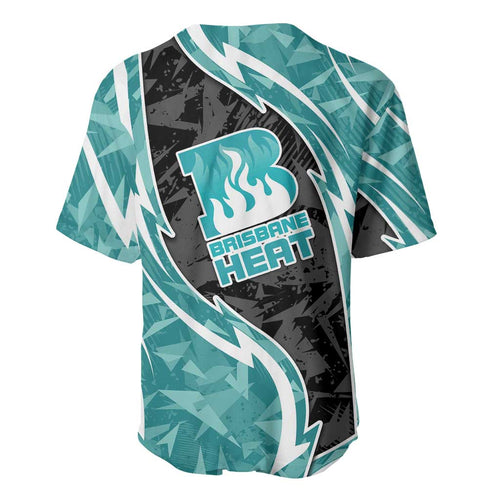 Brisbane Heat Baseball Jersey Flaming Lightning Storm Geometric Sports Mascot Art