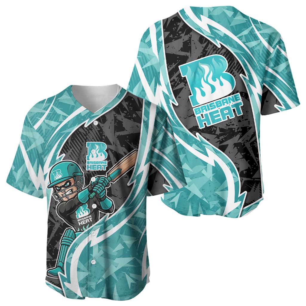 Brisbane Heat Baseball Jersey Flaming Lightning Storm Geometric Sports Mascot Art