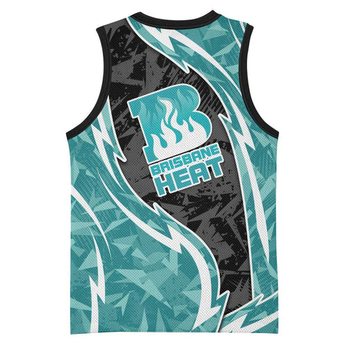 Brisbane Heat Basketball Jersey Flaming Lightning Storm Geometric Sports Mascot Art