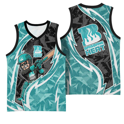 Brisbane Heat Basketball Jersey Flaming Lightning Storm Geometric Sports Mascot Art