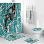 Brisbane Heat Bathroom Set Flaming Lightning Storm Geometric Sports Mascot Art