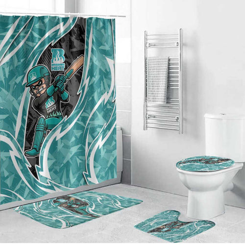 Brisbane Heat Bathroom Set Flaming Lightning Storm Geometric Sports Mascot Art