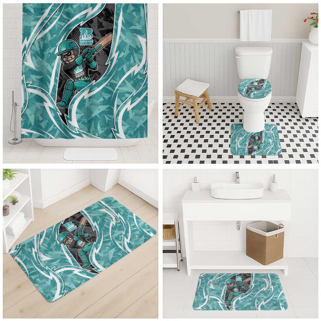 Brisbane Heat Bathroom Set Flaming Lightning Storm Geometric Sports Mascot Art