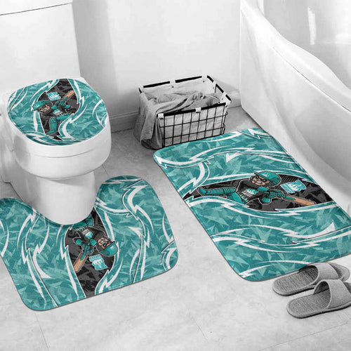 Brisbane Heat Bathroom Set Flaming Lightning Storm Geometric Sports Mascot Art