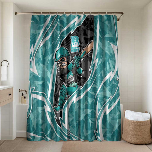 Brisbane Heat Bathroom Set Flaming Lightning Storm Geometric Sports Mascot Art