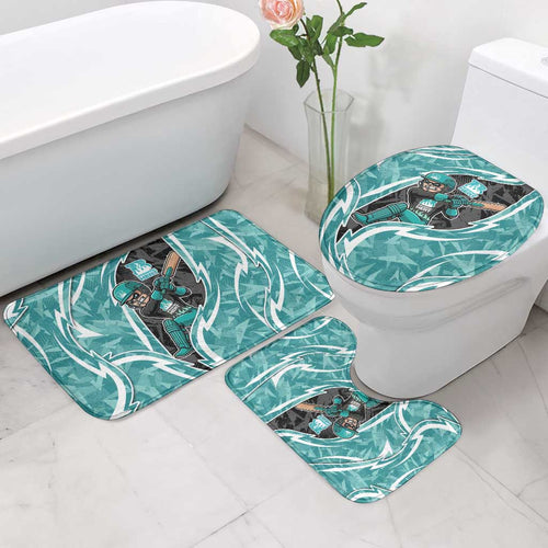 Brisbane Heat Bathroom Set Flaming Lightning Storm Geometric Sports Mascot Art