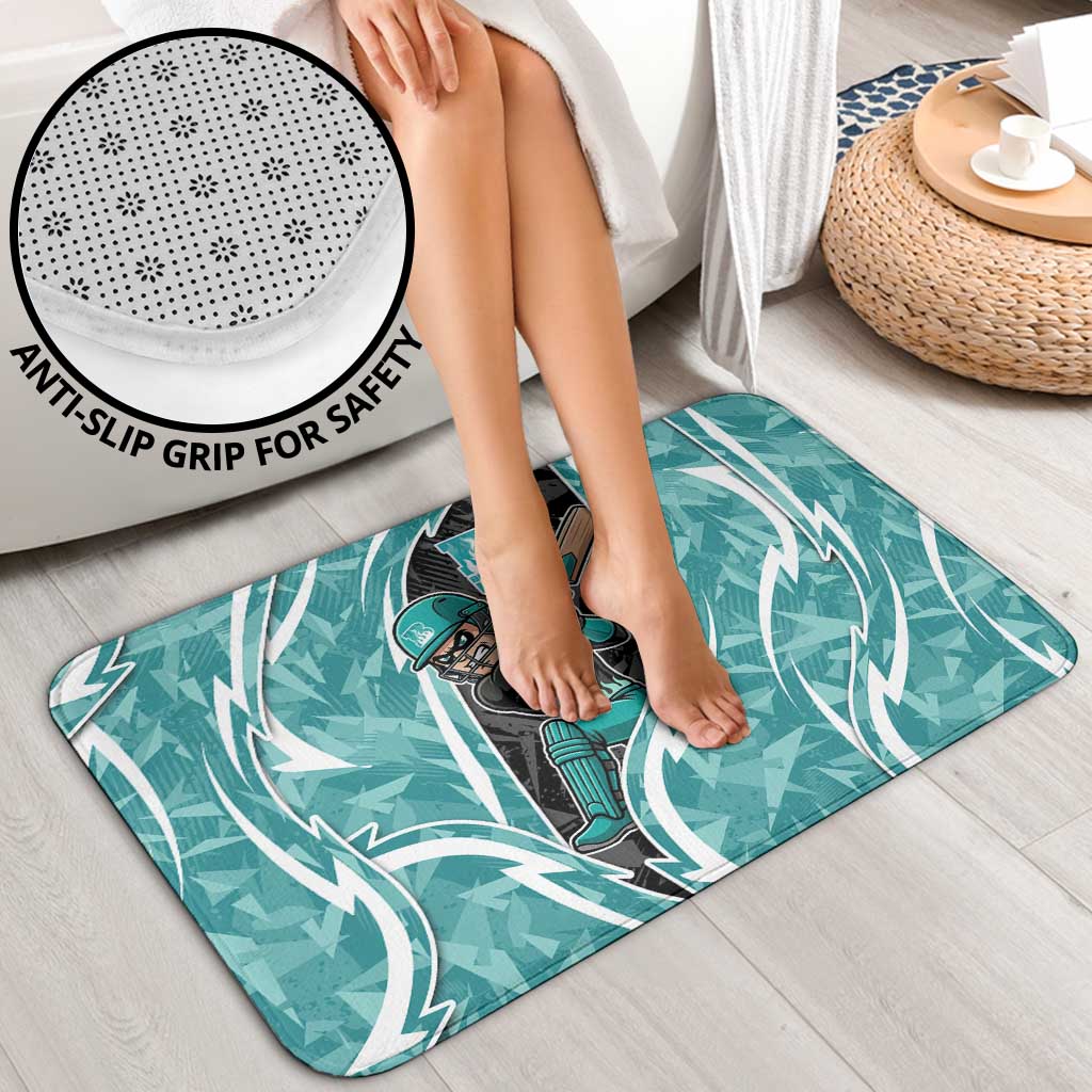 Brisbane Heat Bathroom Set Flaming Lightning Storm Geometric Sports Mascot Art