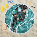 Brisbane Heat Beach Blanket Flaming Lightning Storm Geometric Sports Mascot Art