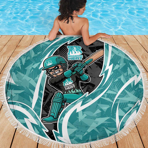 Brisbane Heat Beach Blanket Flaming Lightning Storm Geometric Sports Mascot Art
