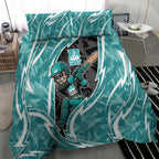 Brisbane Heat Bedding Set Flaming Lightning Storm Geometric Sports Mascot Art