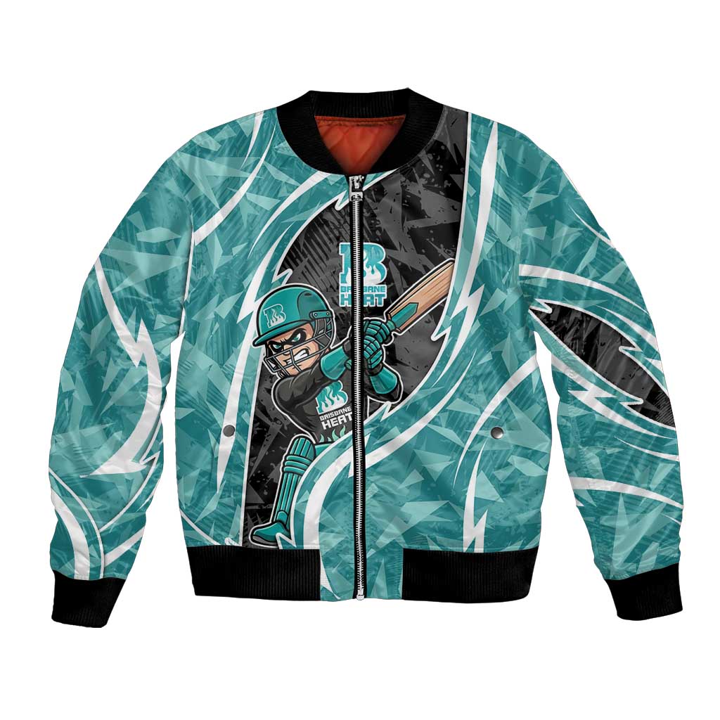 Brisbane Heat Bomber Jacket Flaming Lightning Storm Geometric Sports Mascot Art
