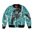 Brisbane Heat Bomber Jacket Flaming Lightning Storm Geometric Sports Mascot Art