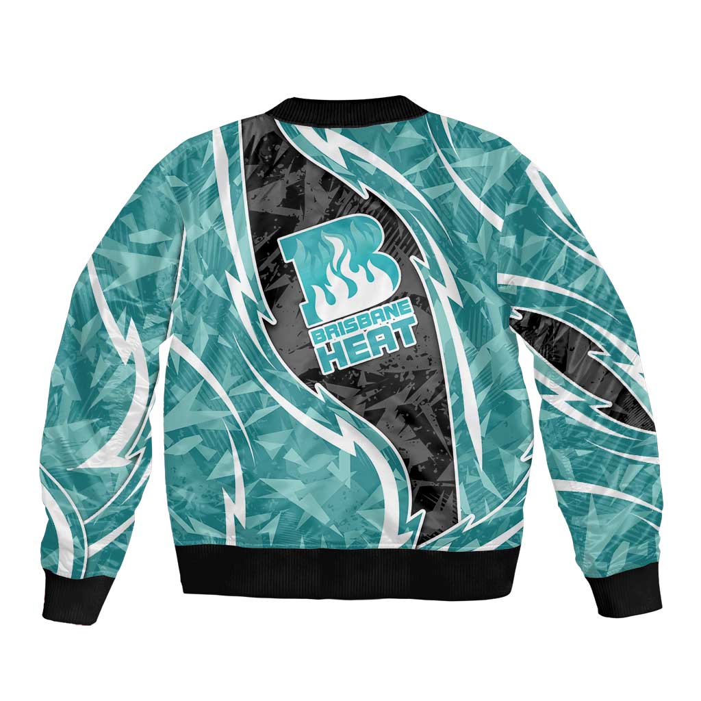 Brisbane Heat Bomber Jacket Flaming Lightning Storm Geometric Sports Mascot Art