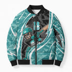 Brisbane Heat Bomber Puffer Jacket Flaming Lightning Storm Geometric Sports Mascot Art