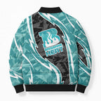 Brisbane Heat Bomber Puffer Jacket Flaming Lightning Storm Geometric Sports Mascot Art