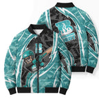 Brisbane Heat Bomber Puffer Jacket Flaming Lightning Storm Geometric Sports Mascot Art
