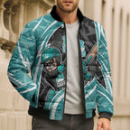 Brisbane Heat Bomber Puffer Jacket Flaming Lightning Storm Geometric Sports Mascot Art