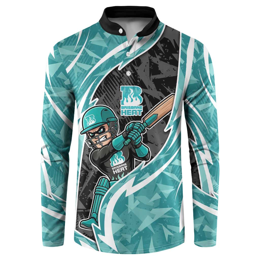 Brisbane Heat Button Sweatshirt Flaming Lightning Storm Geometric Sports Mascot Art