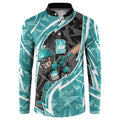 Brisbane Heat Button Sweatshirt Flaming Lightning Storm Geometric Sports Mascot Art