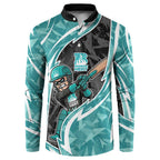 Brisbane Heat Button Sweatshirt Flaming Lightning Storm Geometric Sports Mascot Art