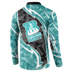 Brisbane Heat Button Sweatshirt Flaming Lightning Storm Geometric Sports Mascot Art