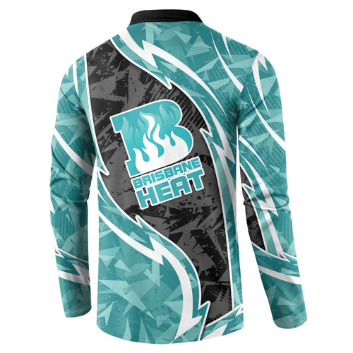 Brisbane Heat Button Sweatshirt Flaming Lightning Storm Geometric Sports Mascot Art