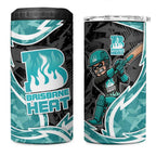 Brisbane Heat 4 in 1 Can Cooler Tumbler Flaming Lightning Storm Geometric Sports Mascot Art