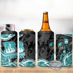 Brisbane Heat 4 in 1 Can Cooler Tumbler Flaming Lightning Storm Geometric Sports Mascot Art