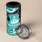 Brisbane Heat 4 in 1 Can Cooler Tumbler Flaming Lightning Storm Geometric Sports Mascot Art