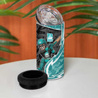 Brisbane Heat 4 in 1 Can Cooler Tumbler Flaming Lightning Storm Geometric Sports Mascot Art