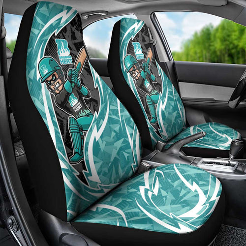 Brisbane Heat Car Seat Cover Flaming Lightning Storm Geometric Sports Mascot Art