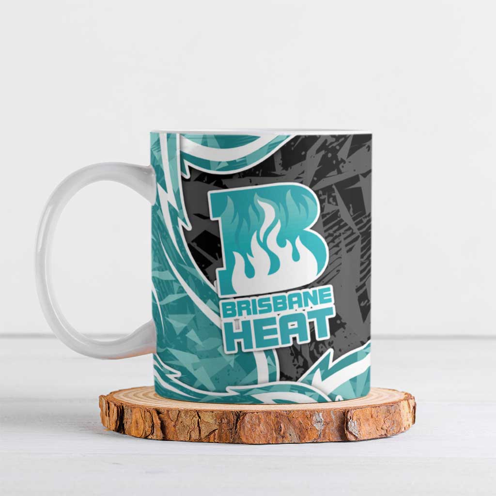 Brisbane Heat Ceramic Mug Flaming Lightning Storm Geometric Sports Mascot Art