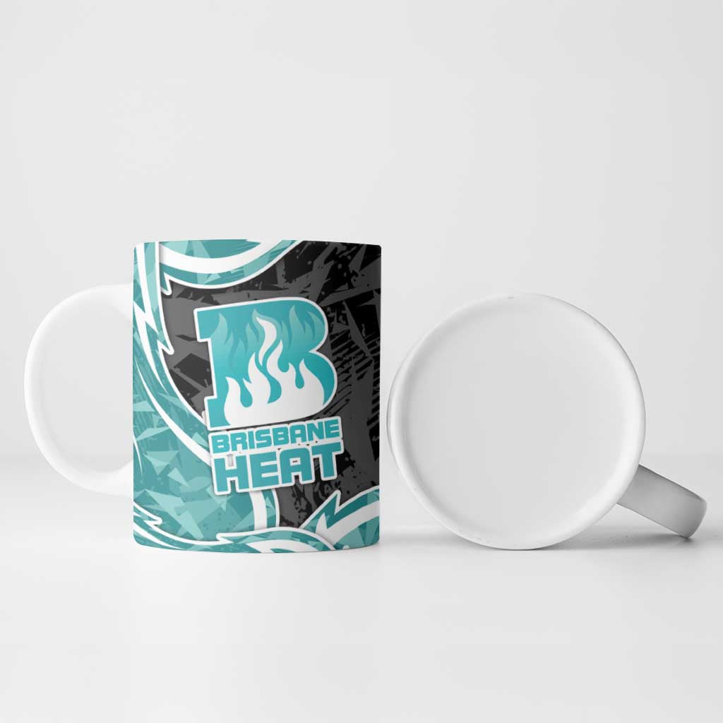 Brisbane Heat Ceramic Mug Flaming Lightning Storm Geometric Sports Mascot Art